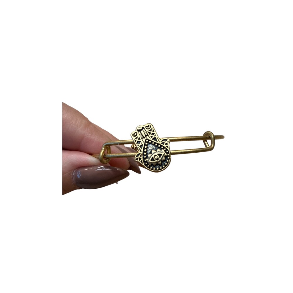 Alex and Ani Hamsa Hand Bangle Bracelet Rafaelian Gold Tone Expandable Charm